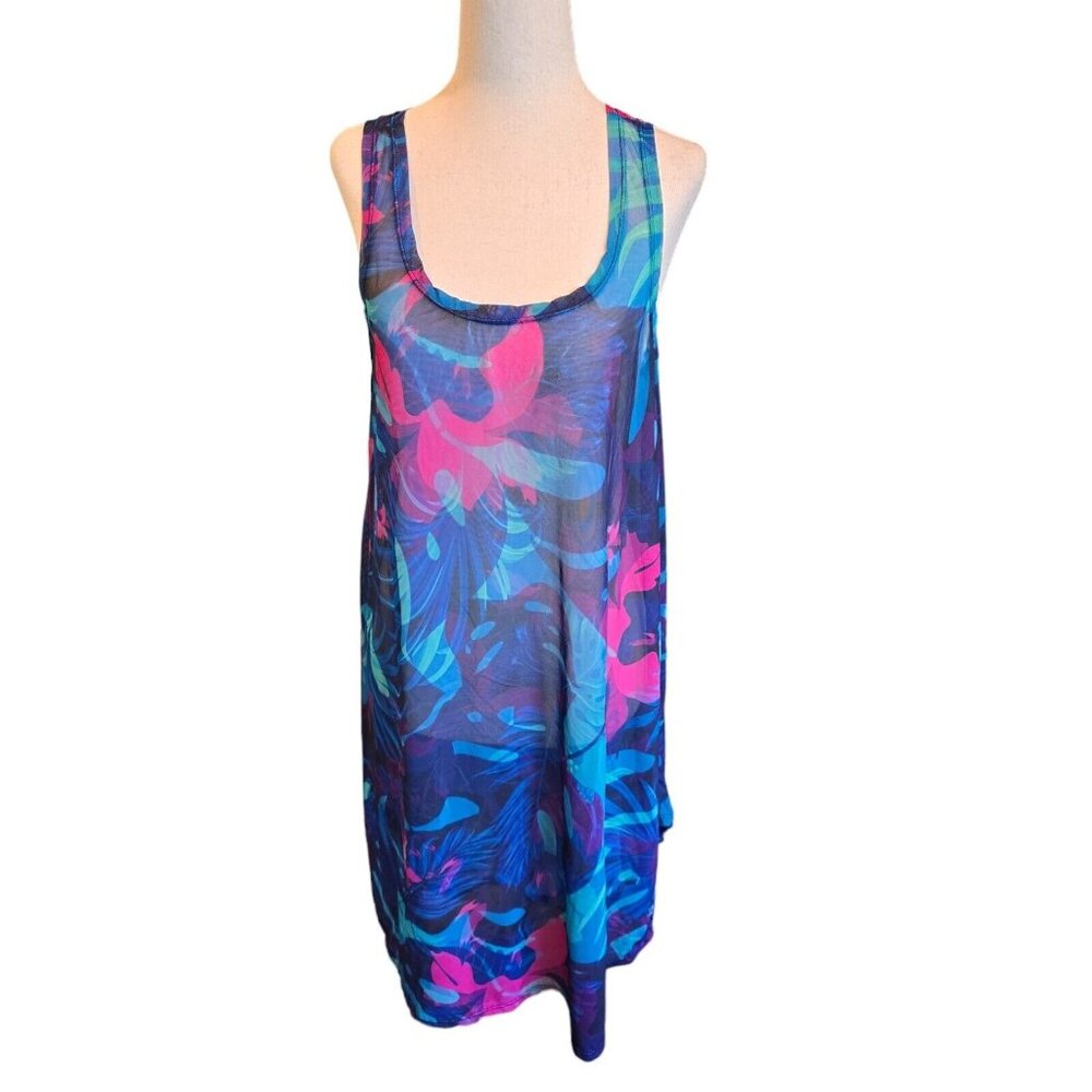 Swimsuits for All Beach Cover Up Dress Womens 10 12 Sleeveless Swim Tropical